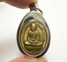 Lp Ruay Chanajon Small Coin Wat Tako Thai Buddha Magic Yant Pendant Miracle Rich - £40.03 GBP
