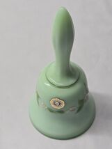 Vintage WESTMORELAND 5.25&quot; Glass Bell Hand Painted BEADED BOUQUET ON MIN... - $18.25 CAD