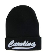 Carolina City Name Cursive Script Winter Beanie Skull Cap (Black) - $20.44 CAD