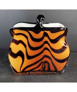 Hand-Blown Murano Glass Style Handbag Coin Purse Vase Orange Brown Tiger... - $65.00