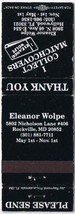 Matchbook Cover Eleanor Wolpe Holywood Florida I Collect Matchcovers - £1.14 GBP