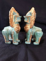 Paire De Thai Singha Guardian Lions En Bronze, Partiel Gilded. Fin Détails - £317.95 GBP