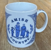 Amish Country Souvenir Coffee Tea Mug Cup Blue and White Vintage - £17.38 GBP