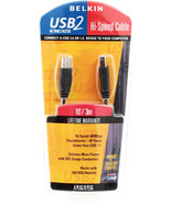 USB 2 High Speed Cable 10&#39; feet A Plug/B Plug Black PRO Series BELKIN F3... - $36.45 CAD