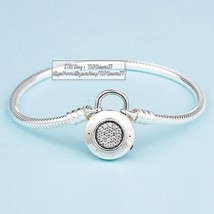 925 Sterling Silver Moments Silver Padlock Bracelet With Signature Snake Chain  - £14.43 GBP+