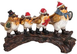 6.5” H Resin Holiday Twittering Birds on Log Decorative Tabletop Birds Figurine - £14.04 GBP