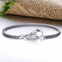 Real 925 Sterling Silver Gray Bracelet Vintage Style For Unisex Europe Popular D - £31.96 GBP