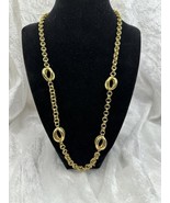 Vintage Necklace Gold Tone Necklace Chain Ball Bead Stations Rounds Heavy - $17.99