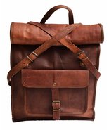 jaald 23&quot; Brown Leather Backpack Vintage Rucksack Laptop Bag Water Resis... - $86.00