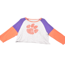 Clemson Tigers Colosseum Women&#39;s Raglan Crop Top Tee Shirt Size XL - $214.64 MXN