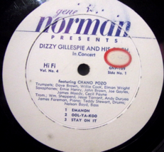 Dizzy Gillespie and His Orch. w/ Chano Pozo-10&quot; LP-1954-VG+ Gene Norman GNP-109 - £15.92 GBP