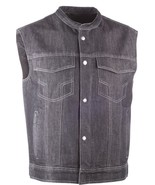 HIGHWAY 21 Iron Sights Club Denim Motorcycle Vest, Black, 3X-Large - £79.15 GBP