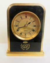Vintage Table Alarm Clock Ford ESP Black Enamel and Gold Works 4 Inches - £15.00 GBP