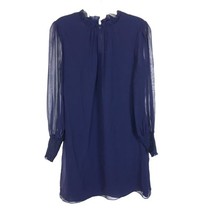 NWT Womens Size XS Alice &amp; Trixie Navy Blue Pure Silk Ruffle Neck Mini Dress - £70.41 GBP