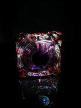 heavy rose colored glass ashtray with four slots  Measures 7 " x 7" x 3" image 8