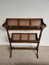 Mid Century Modern Wood and Wicker 2 Shelf Book Rack Stand Hard to Find - $701.25