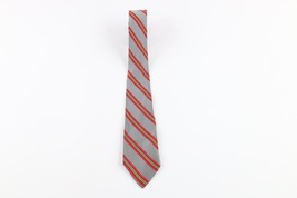 Vintage 60s 70s Rockabilly Silk Striped Skinny Neck Tie Dress Tie Wedding USA - £15.54 GBP