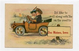 I&#39;d Like to Roll Along With You On The Road to Des Moines Iowa Postcard - $11.88