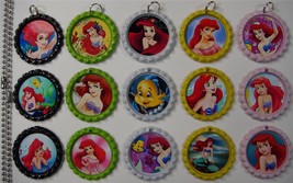 15 Little Mermaid Flat Special Color Bottle Cap Necklaces Set 1 - £15.63 GBP