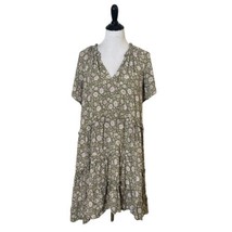 Anthropologie Robin Tiered Mini Dress Green White Floral Print Women&#39;s S... - £52.95 GBP