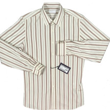 NEW $685 Prada Shirt!  17.5 e 44   XL   *Slim Fit*   *Creme & Brown Stripe* - $219.99