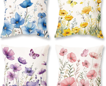 Spring Floral Pillow Covers 18X18 Set of 4 Summer Flowers Throw Cushion ... - £16.19 GBP