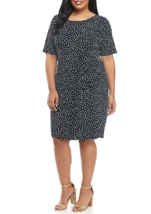 New Laura Jeffries Navy Blue Polka Dots Sheath Career Dress Size 18 W Women - £44.84 GBP