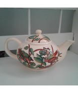 Teapot w/ Green Leaves &amp; Birds - Ceramic in a Tan / White base - HANDPAI... - €14,93 EUR