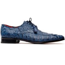 Apricena Genuine Caiman Crocodile Dress Derby's Shoes Navy image 2