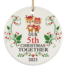 Funny Couple Deer Ornament Gift Decor 5th Wedding Anniversary 5 Year Christmas - £11.61 GBP