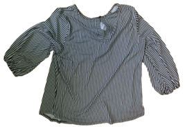 Adrianna Papell Womens Shirt, Blouse: Black and White Striped: Size Large - £11.60 GBP