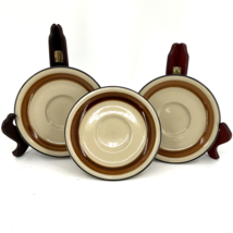 Daisy Vale Set of 3 Saucer JC Penney Stoneware Japan 1970’s Brown Cream ... - £9.91 GBP