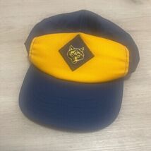 Boy Cub Scouts Hat Cap Uniform Blue and Gold Wolf Embroidered Patch Vtg 90s - $7.53