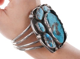 Huge Vintage Native American Sterling/turquoise cuff bracelet - £517.55 GBP