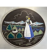 Arnold Wiig Fabrikker Halden Norway Flat Black Woman Hardanger Art Plate... - $19.22 CAD