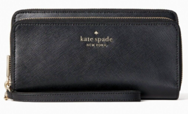 Kate Spade Staci Large Carryall Black Leather Wristlet WLR00631 NWT $239 Retail - £62.14 GBP