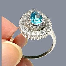 Charming Natural 1.2 Carat 5 x 7mm London Blue Topaz Pear Shape Ring Size 7.0 - $118.80