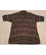 Riscatto Rayon Button Down L Shirt Multi-Color Geometric Pocket Hawaiian... - £10.96 GBP