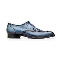 Belvedere Shoes Primo Oxford Genuine Alligator Pebble Grain Calf Blue R83 image 2