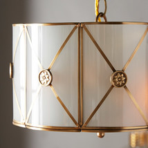Horchow Gold &amp; Glass French Modern Drum Chandelier Pendant Foyer  Dining - £877.52 GBP