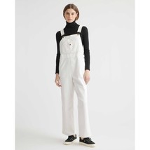 Quince Womens Organic Stretch Cotton Twill Relaxed Overalls Pockets Ivory M - £42.33 GBP