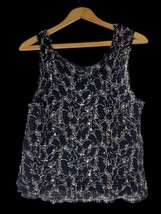 Fashion Bug Y2K Tank Top Scrunch Crinkle Black &amp; White Floral Plus Size 2X Crop - £29.86 GBP