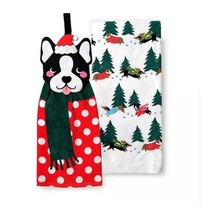 St. Nicholas Square Red Dog Tie-Top Kitchen Towel 2-pk NEW Free Ship - £7.76 GBP