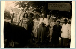 RPPC Group Photo Morad Castle Havana Cuba August 12 1949 UNP Postcard J7 - £6.21 GBP