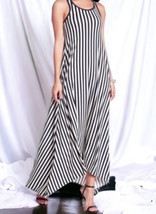 Go Couture Stripe Racerback Maxi Dress Large 10 12 Black White $158 Stretch NWT - £39.93 GBP