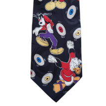 Disney Mickey Unlimted Goofy Scrooge Music Player Records Silk Neck Tie ... - $9.55