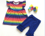 NEW Boutique Mermaid Rainbow Tunic Dress Ruffle Leggings Girls Outfit Si... - £10.27 GBP