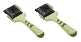 Dog Grooming Tools Green Flexible Slicker Brush Double Sided Undercoat S... - £20.81 GBP+
