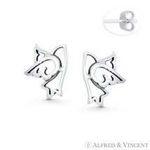 Flying Dove Couple Bird Animal Life Love Charm Stud Earrings 925 Sterling Silver - £11.36 GBP