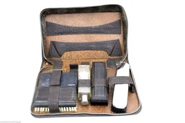 Vintage Shaving Travel Kit Gillette Safety Razor 3 Brushes Bottle Ebony ... - €26,17 EUR